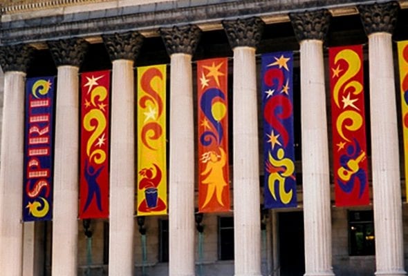 spirit banners between columns