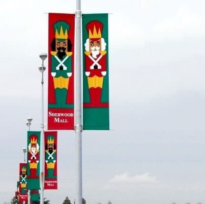 Toy Solider Holiday banners on light post